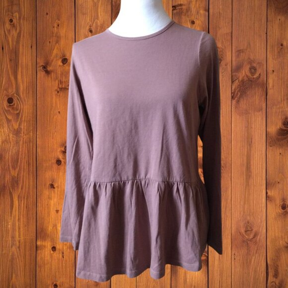 Asos Women's Size 4 Long Sleeve Pink Peplum Pullover Keyhole Neck Back Blouse - Picture 1 of 4